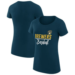 Navy Milwaukee Brewers G-III 4Her by Carl Banks Women's Super-Slim Fit Lightweight Team Graphic T-Shirt