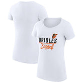 White Baltimore Orioles G-III 4Her by Carl Banks Women's Super-Slim Fit Lightweight Team Graphic T-Shirt