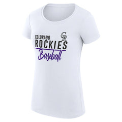 White Colorado Rockies G-III 4Her by Carl Banks Women's Super-Slim Fit Lightweight Team Graphic T-Shirt