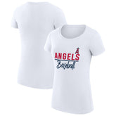 White Los Angeles Angels G-III 4Her by Carl Banks Women's Super-Slim Fit Lightweight Team Graphic T-Shirt