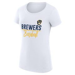 White Milwaukee Brewers G-III 4Her by Carl Banks Women's Super-Slim Fit Lightweight Team Graphic T-Shirt