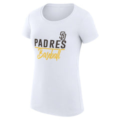 White San Diego Padres G-III 4Her by Carl Banks Women's Super-Slim Fit Lightweight Team Graphic T-Shirt