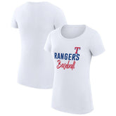 White Texas Rangers G-III 4Her by Carl Banks Women's Super-Slim Fit Lightweight Team Graphic T-Shirt