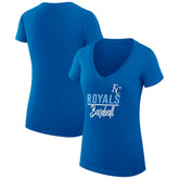 Royal Kansas City Royals G-III 4Her by Carl Banks Women's Super-Slim Fit Lightweight Team Graphic V-Neck T-Shirt