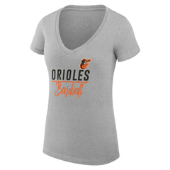 Heather Gray Baltimore Orioles G-III 4Her by Carl Banks Women's Super-Slim Fit Lightweight Team Graphic V-Neck T-Shirt