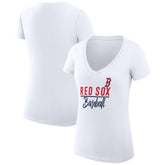 White Boston Red Sox G-III 4Her by Carl Banks Women's Super-Slim Fit Lightweight Team Graphic V-Neck T-Shirt