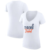 White Detroit Tigers G-III 4Her by Carl Banks Women's Super-Slim Fit Lightweight Team Graphic V-Neck T-Shirt