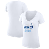 White Kansas City Royals G-III 4Her by Carl Banks Women's Super-Slim Fit Lightweight Team Graphic V-Neck T-Shirt