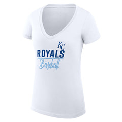 White Kansas City Royals G-III 4Her by Carl Banks Women's Super-Slim Fit Lightweight Team Graphic V-Neck T-Shirt