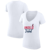 White Los Angeles Angels G-III 4Her by Carl Banks Women's Super-Slim Fit Lightweight Team Graphic V-Neck T-Shirt
