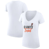 White San Francisco Giants G-III 4Her by Carl Banks Women's Super-Slim Fit Lightweight Team Graphic V-Neck T-Shirt