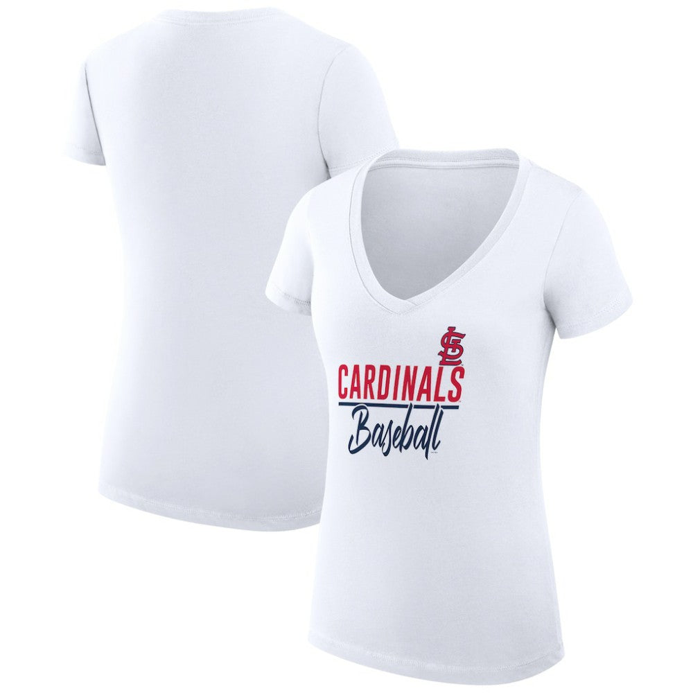 White St. Louis Cardinals G-III 4Her by Carl Banks Women's Super-Slim Fit Lightweight Team Graphic V-Neck T-Shirt
