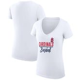 White St. Louis Cardinals G-III 4Her by Carl Banks Women's Super-Slim Fit Lightweight Team Graphic V-Neck T-Shirt