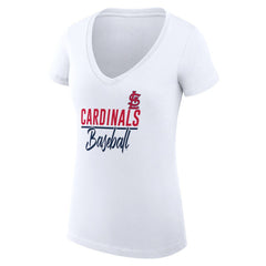 White St. Louis Cardinals G-III 4Her by Carl Banks Women's Super-Slim Fit Lightweight Team Graphic V-Neck T-Shirt