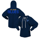 NHL St. Louis Blues Fanatics Women's Jersey Lace-Up V-Neck Long Sleeve Hoodie T-Shirt