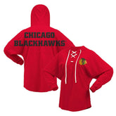 NHL Chicago Blackhawks Fanatics Women's Jersey Lace-Up V-Neck Long Sleeve Hoodie T-Shirt