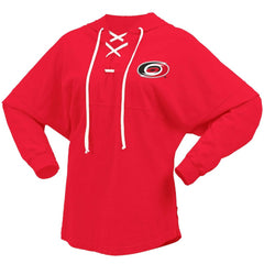 NHL Carolina Hurricanes Fanatics Women's Jersey Lace-Up V-Neck Long Sleeve Hoodie T-Shirt