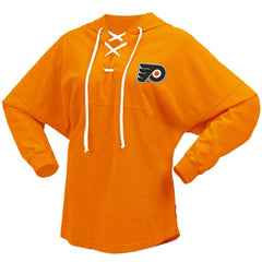 NHL Philadelphia Flyers Fanatics Women's Jersey Lace-Up V-Neck Long Sleeve Hoodie T-Shirt