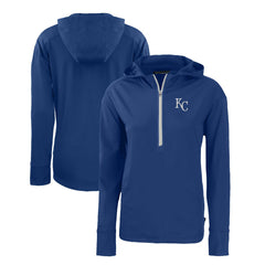 Royal Kansas City Royals Cutter & Buck Women's Daybreak Eco Recycled Half-Zip Hoodie