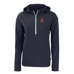 Navy Cleveland Guardians Cutter & Buck Women's Daybreak Eco Recycled Half-Zip Hoodie