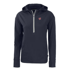 Navy Washington Nationals Cutter & Buck Women's Daybreak Eco Recycled Half-Zip Hoodie