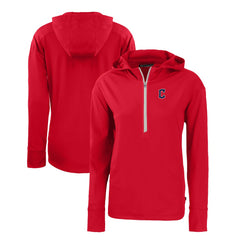 Red Cleveland Guardians Cutter & Buck Women's Daybreak Eco Recycled Half-Zip Hoodie