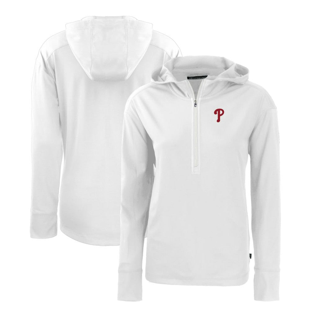 White Philadelphia Phillies Cutter & Buck Women's Daybreak Eco Recycled Half-Zip Hoodie
