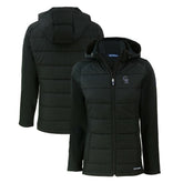 Black Colorado Rockies Cutter & Buck Women's Evoke Hybrid Eco Softshell Recycled Full-Zip Hoodie Jacket