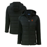 Black San Francisco Giants Cutter & Buck Women's Evoke Hybrid Eco Softshell Recycled Full-Zip Hoodie Jacket