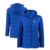 Royal New York Mets Cutter & Buck Women's Evoke Hybrid Eco Softshell Recycled Full-Zip Hoodie Jacket