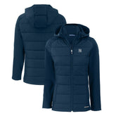 Navy New York Yankees Cutter & Buck Women's Evoke Hybrid Eco Softshell Recycled Full-Zip Hoodie Jacket