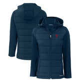 Navy Philadelphia Phillies Cutter & Buck Women's Evoke Hybrid Eco Softshell Recycled Full-Zip Hoodie Jacket