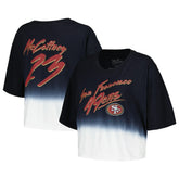 Christian McCaffrey Majestic Threads Women's Dip-Dye Player Name & Number Crop Top - San Francisco 49ers Tops