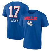 Josh Allen Team Wordmark Name & Number T-Shirt - Buffalo Bills T-shirts