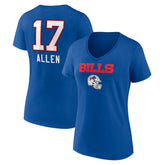 Josh Allen Women's Team Wordmark Name & Number V-Neck T-Shirt - Buffalo Bills T-shirts
