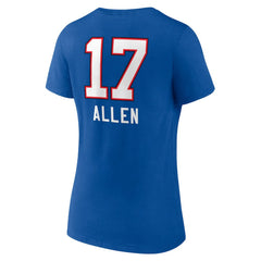 Josh Allen Women's Team Wordmark Name & Number V-Neck T-Shirt - Buffalo Bills T-shirts