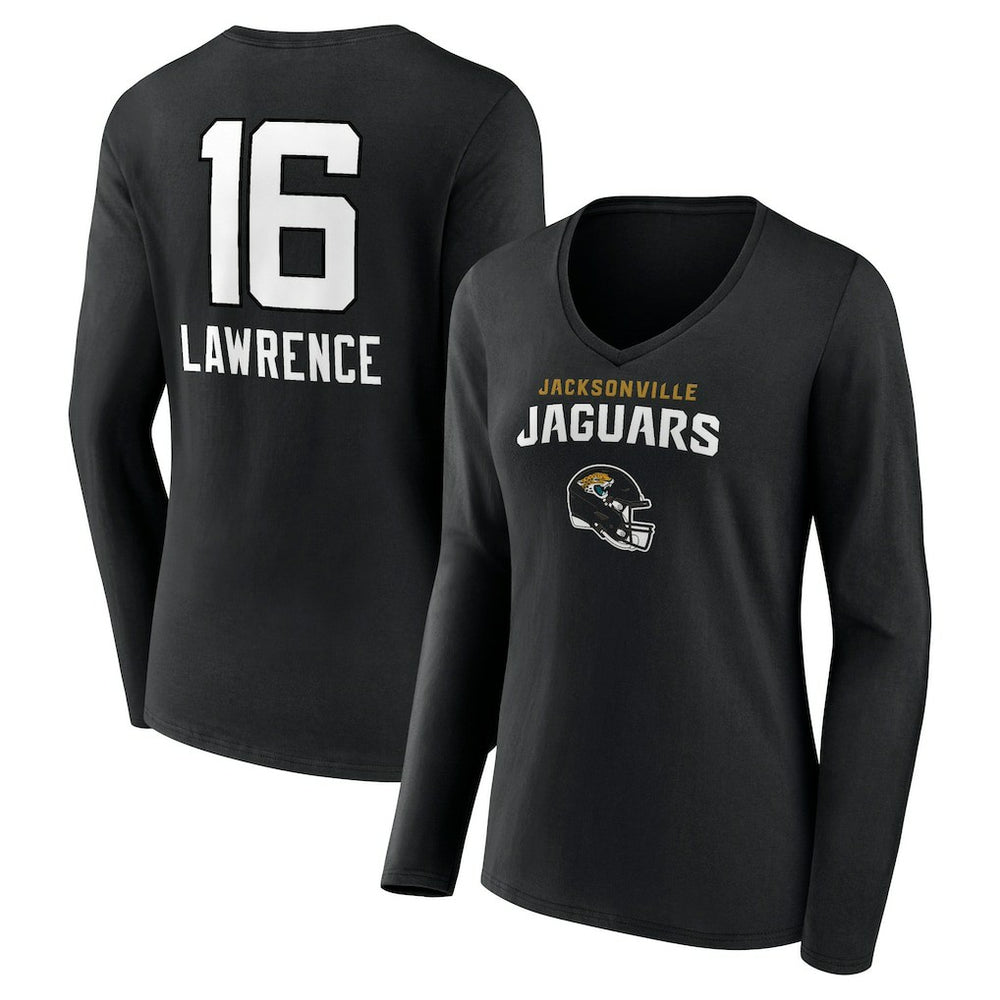Trevor Lawrence Women's Team Wordmark Long Sleeve V-Neck T-Shirt - Jacksonville Jaguars T-shirts