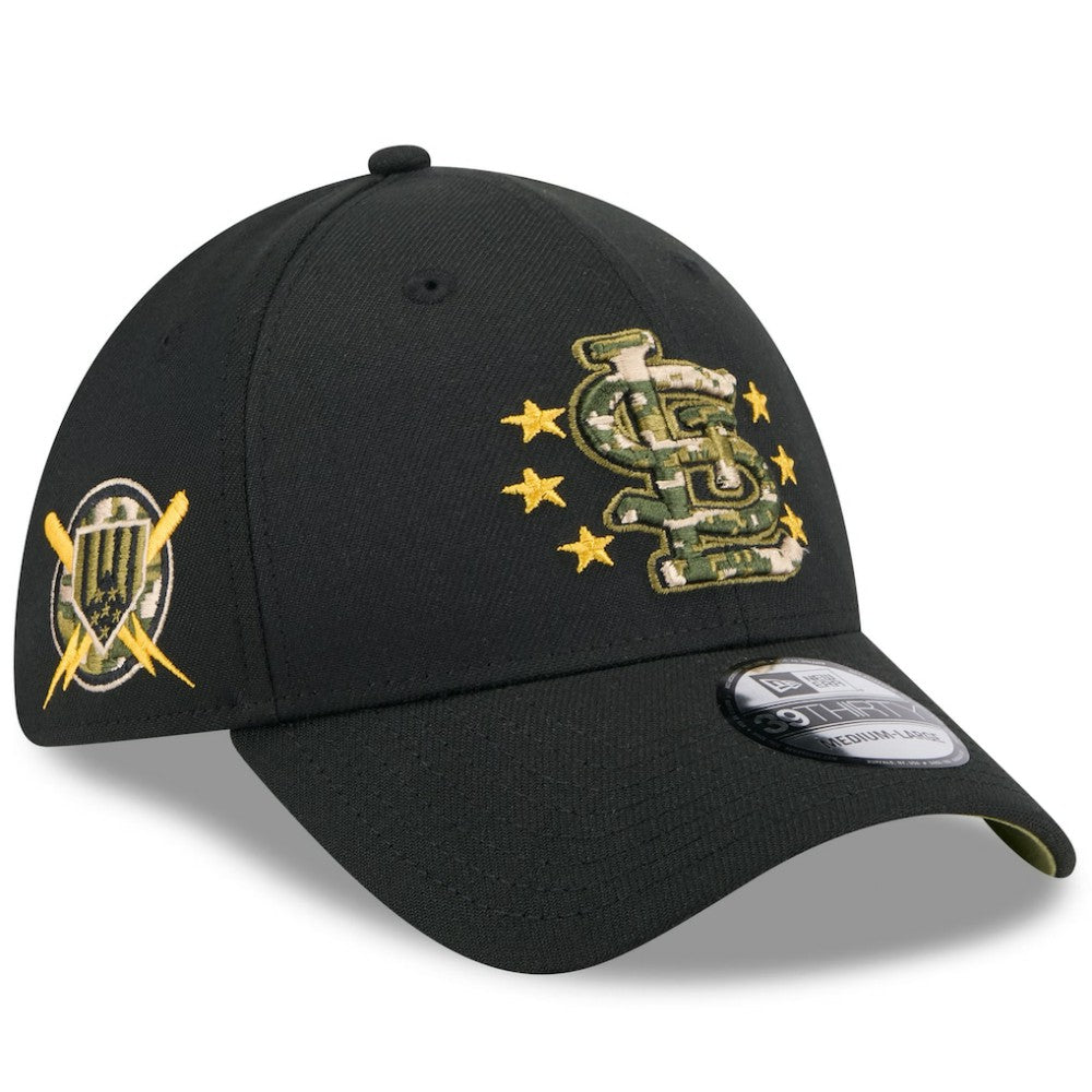 Black St. Louis Cardinals New Era 2024 Armed Forces Day 39THIRTY Flex Hat