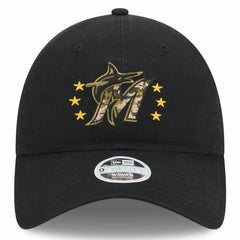 Black Miami Marlins New Era Women's 2024 Armed Forces Day 9TWENTY Adjustable Hat