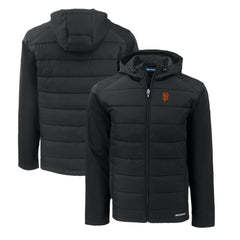 Black San Francisco Giants Cutter & Buck Big & Tall Evoke Hybrid Eco Softshell Recycled Full-Zip Hoodie