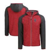 Heather Charcoal/Red Boston Red Sox Cutter & Buck Mainsail Full-Zip Hooded Jacket