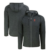 Heather Charcoal Cleveland Guardians Cutter & Buck Mainsail Full-Zip Hooded Jacket