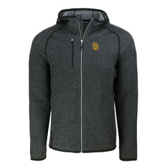 Heather Charcoal San Diego Padres Cutter & Buck Mainsail Full-Zip Hooded Jacket