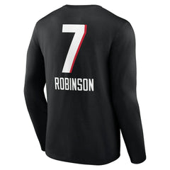 Bijan Robinson Team Wordmark Name & Number Long Sleeve T-Shirt - Atlanta Falcons T-shirts