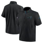 2024 Sideline Coach Short Sleeve Half-Zip Hoodie Jacket - Carolina Panthers Hoodies