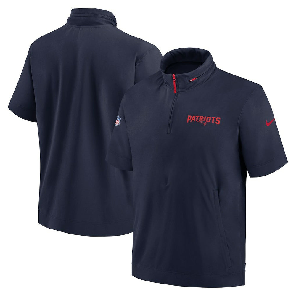 2024 Sideline Coach Short Sleeve Half-Zip Hoodie Jacket - New England Patriots Hoodies