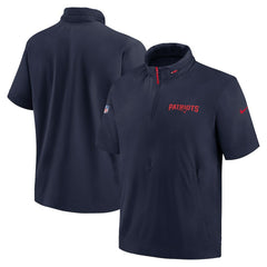 2024 Sideline Coach Short Sleeve Half-Zip Hoodie Jacket - New England Patriots Hoodies
