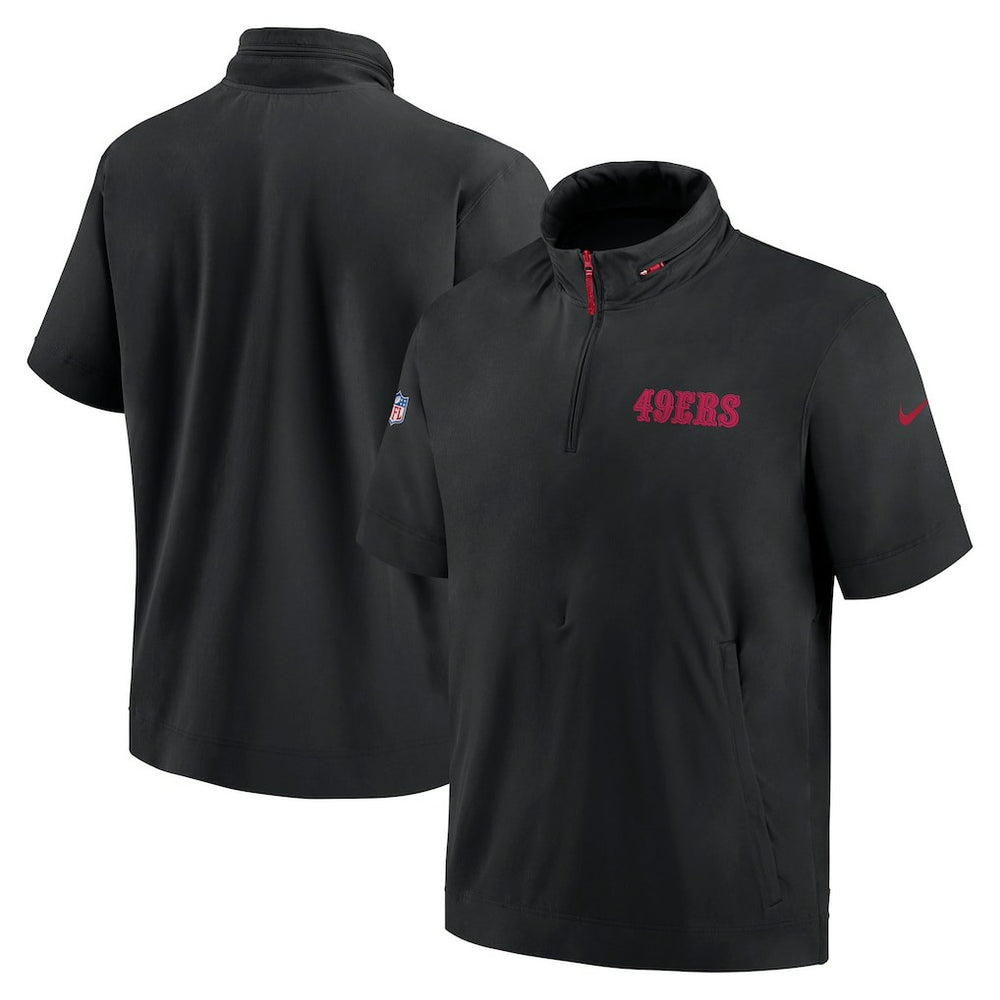 2024 Sideline Coach Short Sleeve Half-Zip Hoodie Jacket - San Francisco 49ers Hoodies