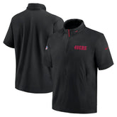 2024 Sideline Coach Short Sleeve Half-Zip Hoodie Jacket - San Francisco 49ers Hoodies