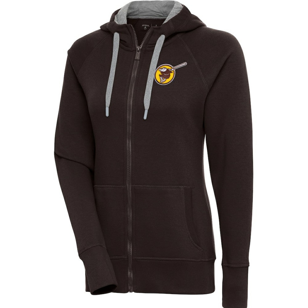 Brown San Diego Padres Antigua Women's Cooperstown Victory Full-Zip Hoodie